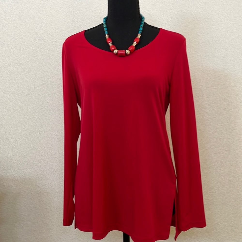 Slinky Brand Long Sleeve Red Tunic Size S
